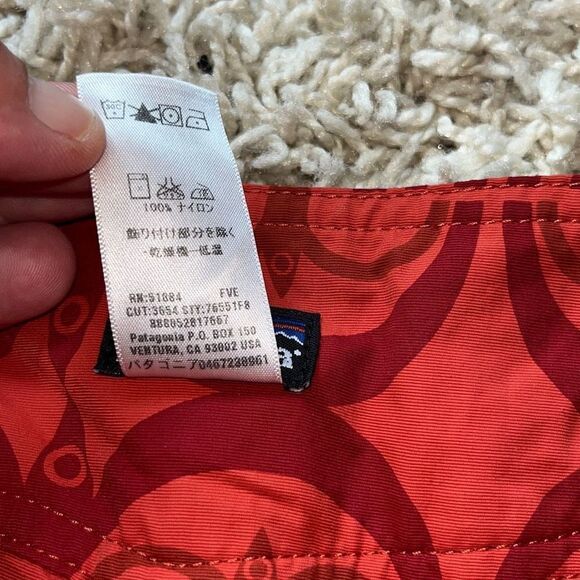 Patagonia Woman Board Shorts Hiking Geometric Print Burnt Orange Sz 6 - Picture 6 of 13